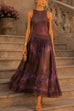 Febedress Crewneck Sleeveless Printed Flowy Maxi Dress