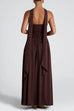 Febedress Strapless Back Lace-up High Slit Splice Maxi Dress