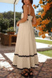 Febedress Spaghetti Strap Ric Rac Trim Swing Maxi Dress