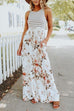 Febedress Stripes Splice Floral Printed Maxi Dress