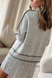 Mockneck Contrast Stitching Wool Knit Sweater
