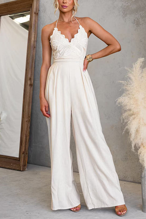 Tie Knot Halter Neck Wide Leg Jumpsuit