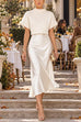 Febedress High Rise Solid Satin Midi Skirt (A)