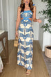 Febedress Tie Shoulder Cut Out Waist Printed Maxi Dress