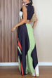 Febedress Mockneck Sleeveless Cut Out Waist Printed Maxi Dress