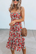 Febedress Floral Sleeveless Midi Ruffle Dress