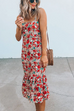 Febedress Floral Sleeveless Midi Ruffle Dress