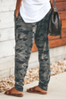 Febedress High Waist Drawstring Camo Casual Pants