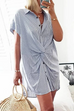 Febedress Short Sleeve Twist Knot Striped Shirt Dress